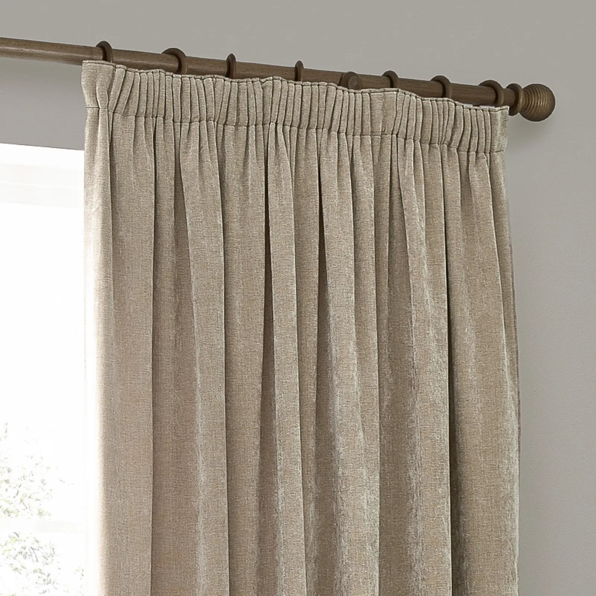 Heavy Lined Natural Velvet Chenille Pencil Pleat Curtains - additional product view 3