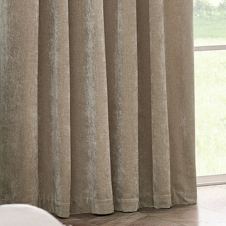 Heavy Lined Natural Velvet Chenille Pencil Pleat Curtains - additional product view 5