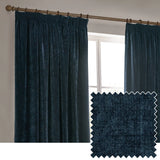 Heavy Lined Navy Velvet Chenille Pencil Pleat Curtains - additional product view 1