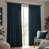 Heavy Lined Navy Velvet Chenille Pencil Pleat Curtains - additional product view 2