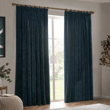 Heavy Lined Navy Velvet Chenille Pencil Pleat Curtains - additional product view 5