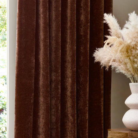 Heavy Lined Nutmeg Velvet Chenille Pencil Pleat Curtains - additional product view 3