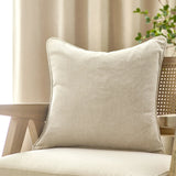 Heavy Chenille Piped Cushion Cover Linen 50 x 50cm - image 1