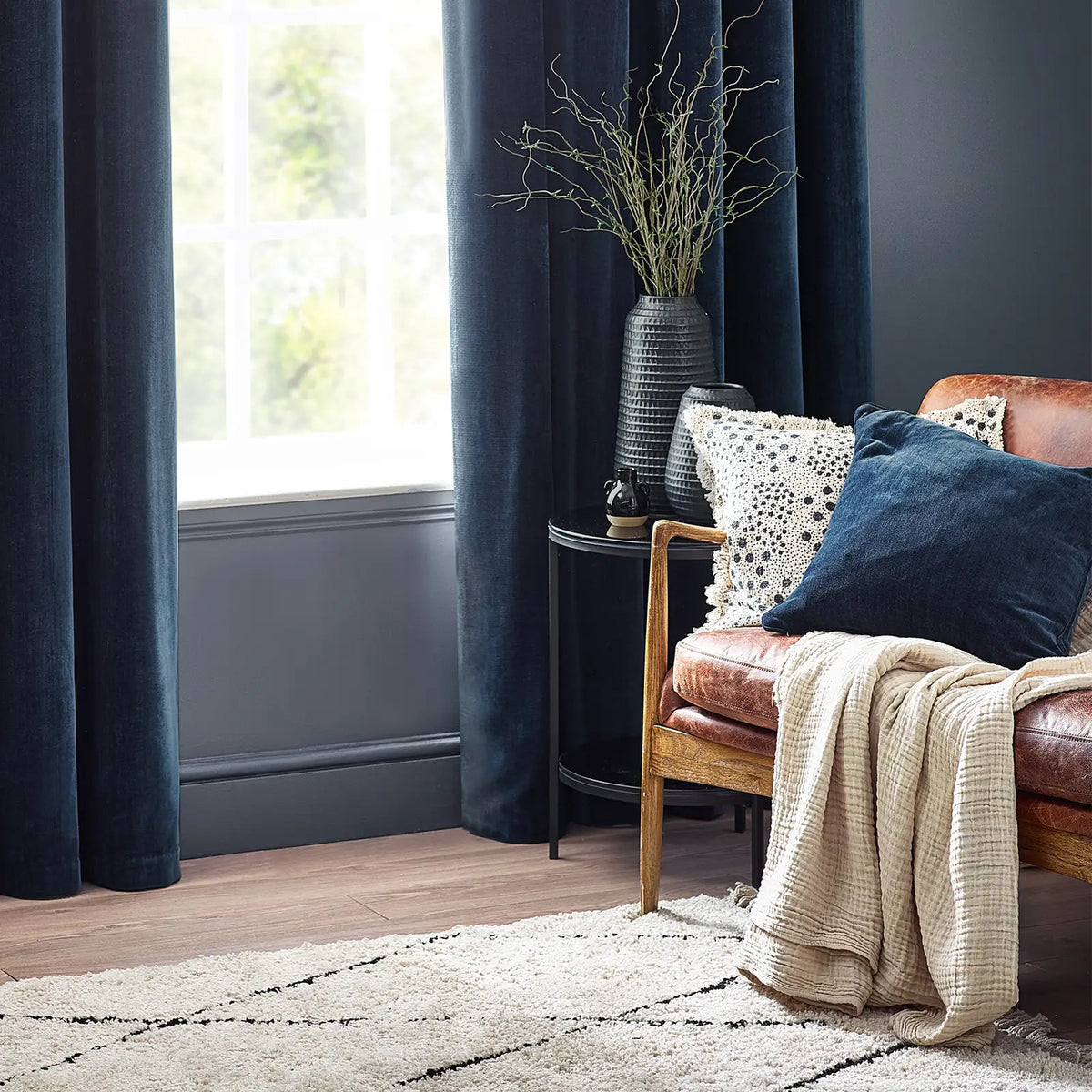 Heavy Velvet Chenille Navy Cushion Cover 50cm x 50cm - additional product view 4