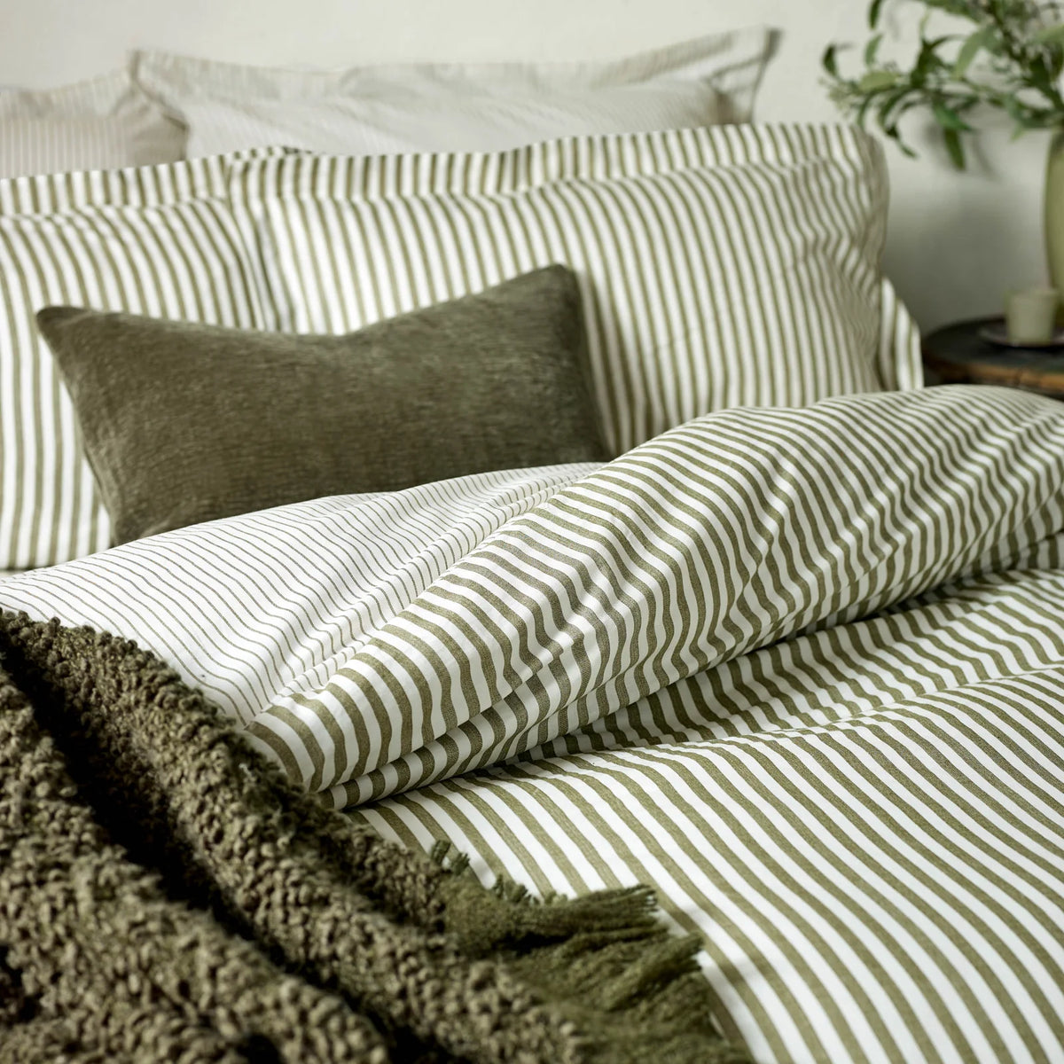 Hebden Olive 100% Cotton Duvet Cover Bedding Set - additional product view 1