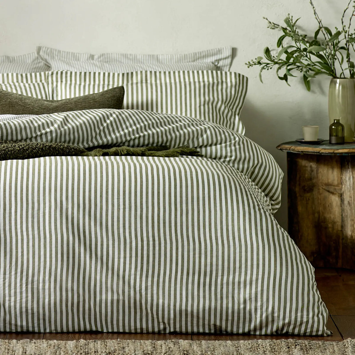 Hebden Olive 100% Cotton Duvet Cover Bedding Set - additional product view 3