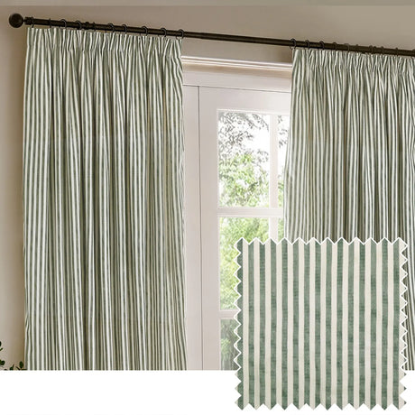 Hebden Lined Forest 100% Cotton Dimout Pencil Pleat Curtains - additional product view 1