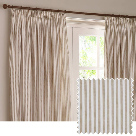 Hebden Lined Natural 100% Cotton Dimout Pencil Pleat Curtains - additional product view 1