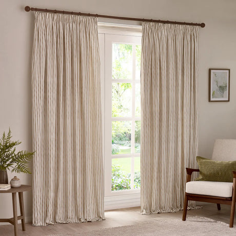 Hebden Lined Natural 100% Cotton Dimout Pencil Pleat Curtains - additional product view 2