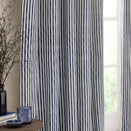 Hebden Lined Navy 100% Cotton Dimout Pencil Pleat Curtains - additional product view 3