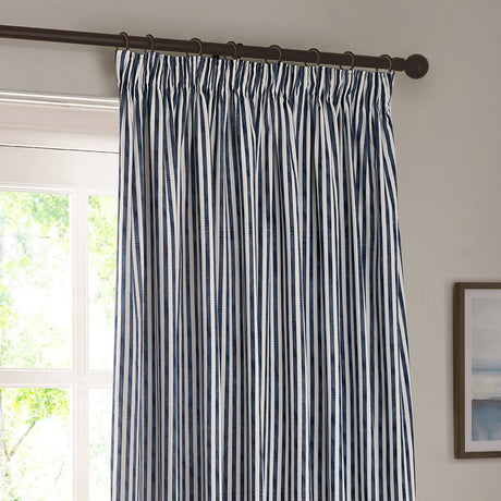 Hebden Lined Navy 100% Cotton Dimout Pencil Pleat Curtains - additional product view 4