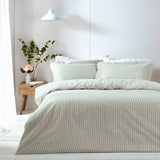 Hebden Mélange Stripe Eucalyptus 100% Cotton Duvet Cover Bedding Set - additional product view 3
