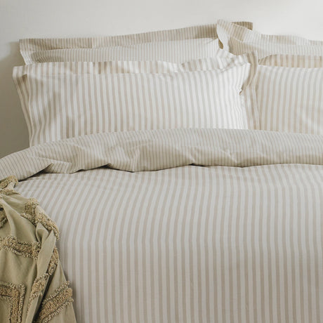 Hebden Mélange Stripe Natural 100% Cotton Duvet Cover Bedding Set - additional product view 1