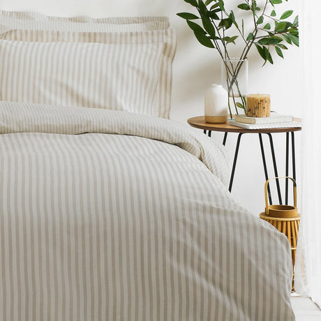 Hebden Mélange Stripe Natural 100% Cotton Duvet Cover Bedding Set - additional product view 2