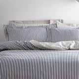 Hebden Mélange Stripe Navy 100% Cotton Duvet Cover Bedding Set - additional product view 1