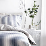 Hebden Mélange Stripe Navy 100% Cotton Duvet Cover Bedding Set - additional product view 2