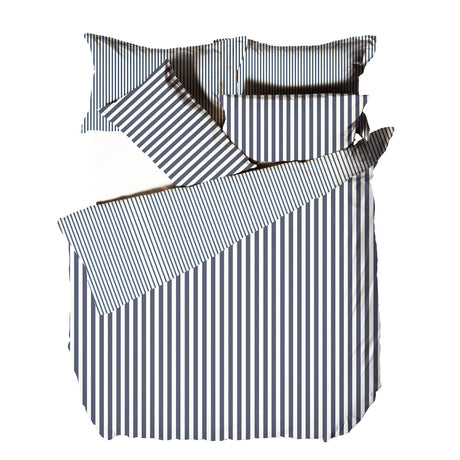 Hebden Mélange Stripe Navy 100% Cotton Duvet Cover Bedding Set - additional product view 3