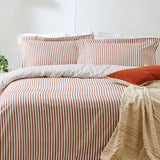 Hebden Mélange Stripe Pecan 100% Cotton Duvet Cover Bedding Set - additional product view 1