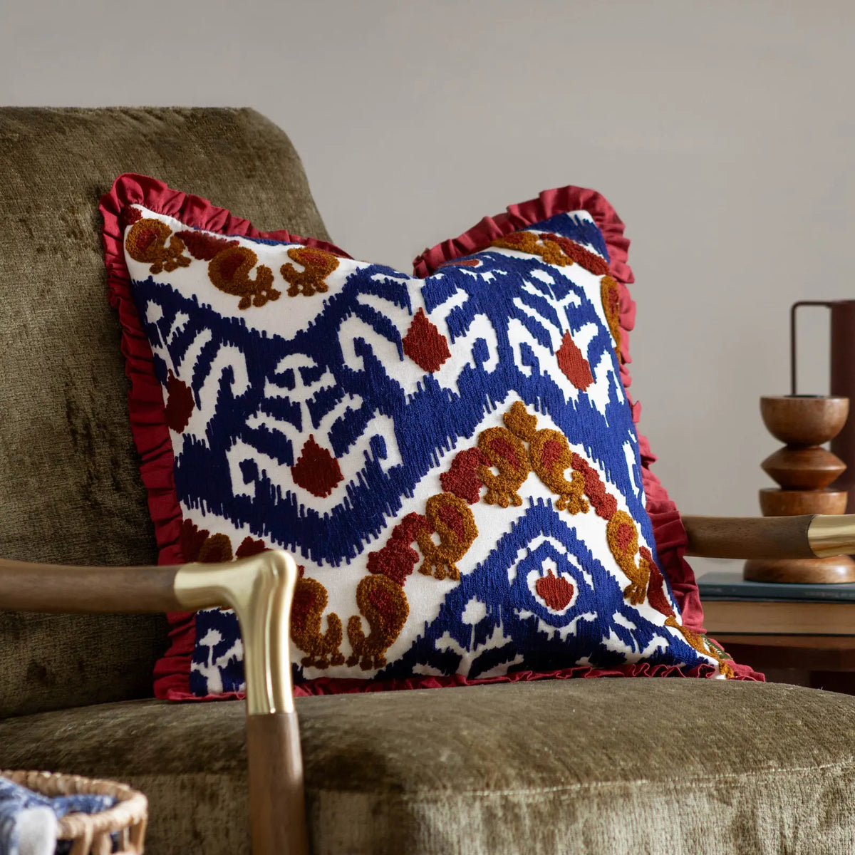 Henderson 100% Cotton Ruby / Gold Cushion Cover or Filled Cushion 45cm x 45cm - additional product view 1