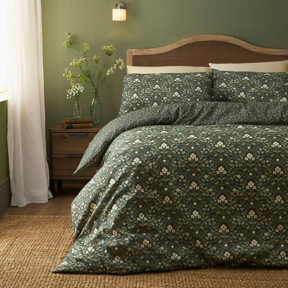 Heritage Floral Green Polycotton Duvet Cover Set