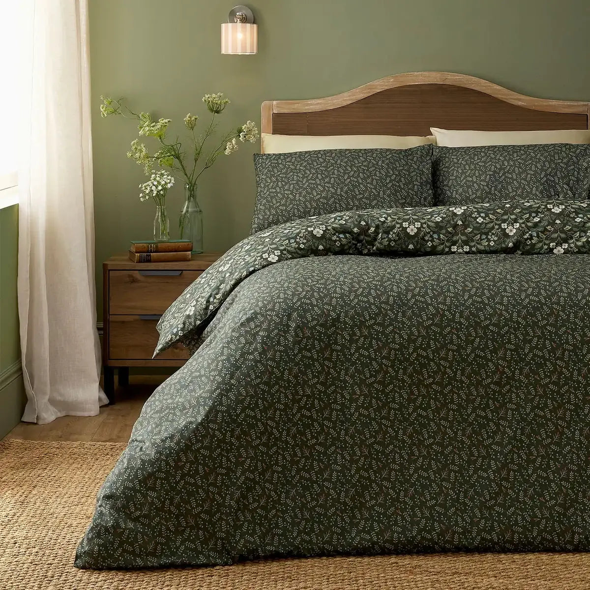 Heritage Floral Green Polycotton Duvet Cover Set - product image 4