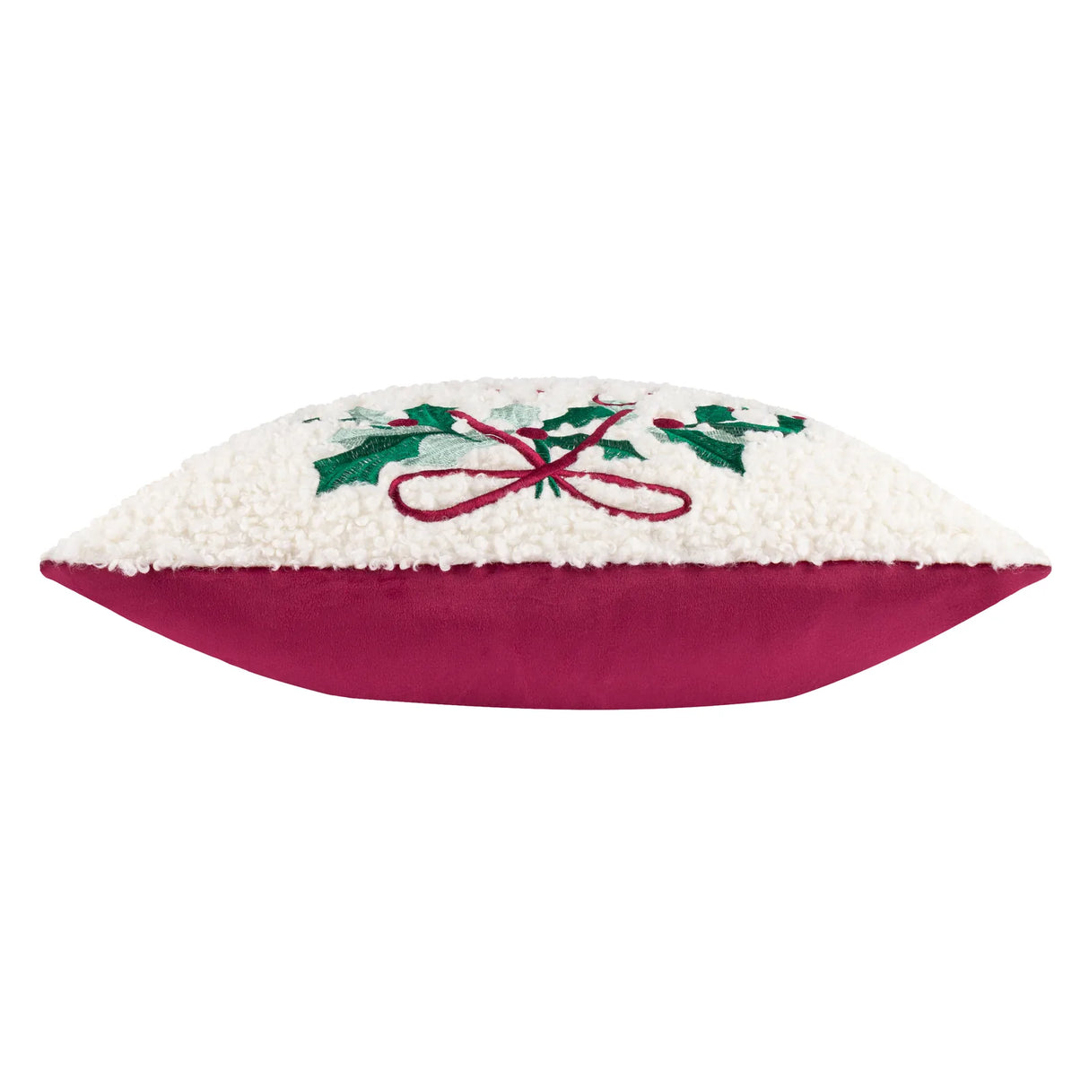Holly Wreath Embroidered Cushion Cover Multicolour 45 x 45cm - image 4