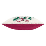 Holly Wreath Embroidered Cushion Cover Multicolour 45 x 45cm - image 4