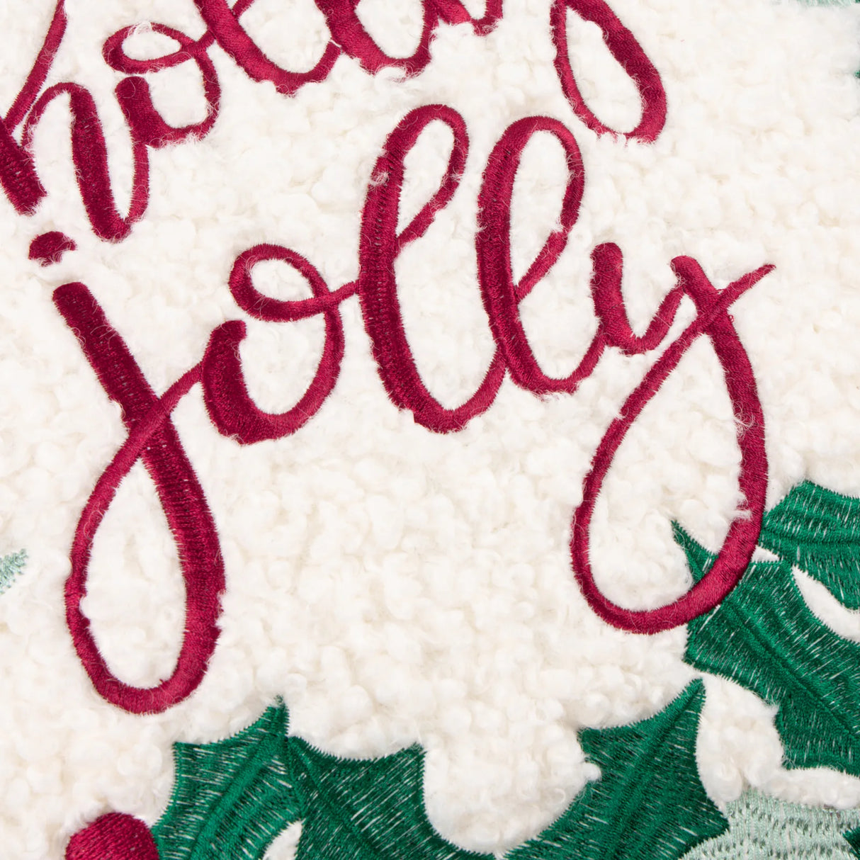 Holly Wreath Embroidered Cushion Cover Multicolour 45 x 45cm - image 5