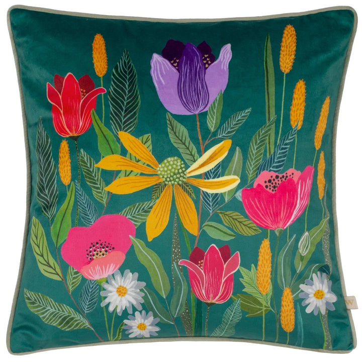 House of Bloom Celandine Teal Cushion Cover 17" x 17" - Ideal