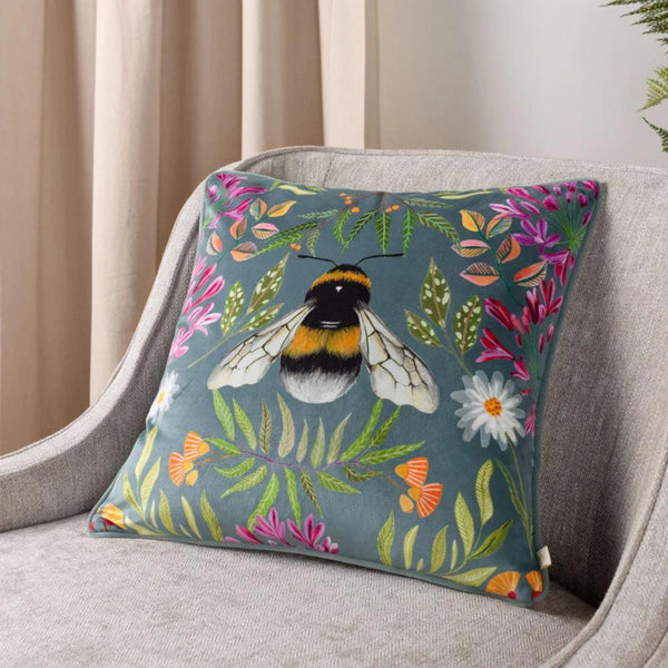 House of Bloom Zinnia Bee Cushion Cover 17" x 17" - Ideal