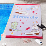 Sassy B Howdy Cowgirl 76x160cm Cotton Beach Towel Lilac