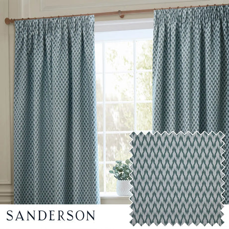Hutton Blue Thermal Dimout Pencil Pleat Curtains - additional product view 1