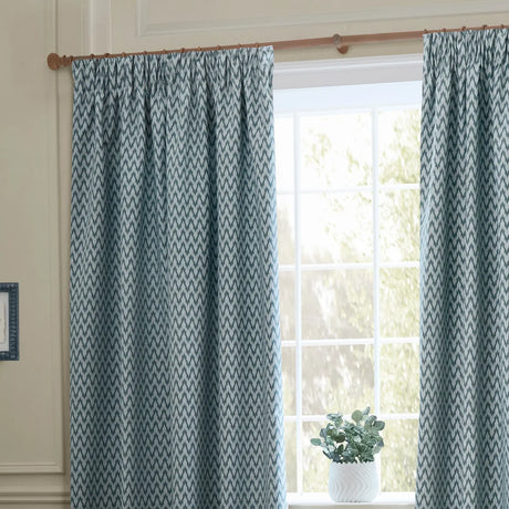 Hutton Blue Thermal Dimout Pencil Pleat Curtains - additional product view 2