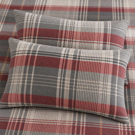 Close-up of matching Hygge Connolly Flannelette Brushed Cotton Duvet Cover Set pillowcases showing the pattern and fabric detail