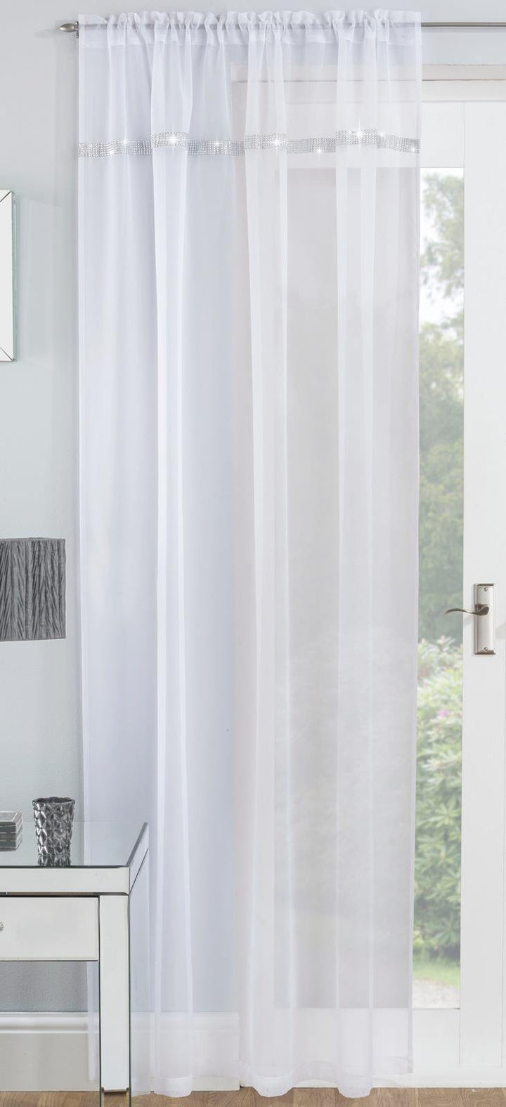 Ibiza Slot Voile Curtain White 55" x 54" - Ideal