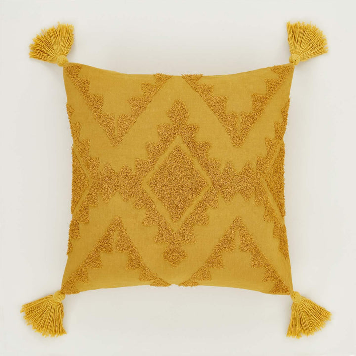 Imani Tufted Ochre Cushion Cover 18" x 18" - Ideal