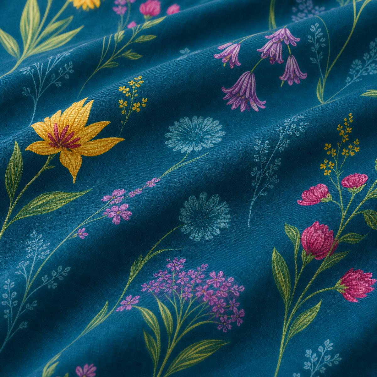 Macro close-up of the teal fabric on the Ingrid Polycotton Duvet Cover Set
