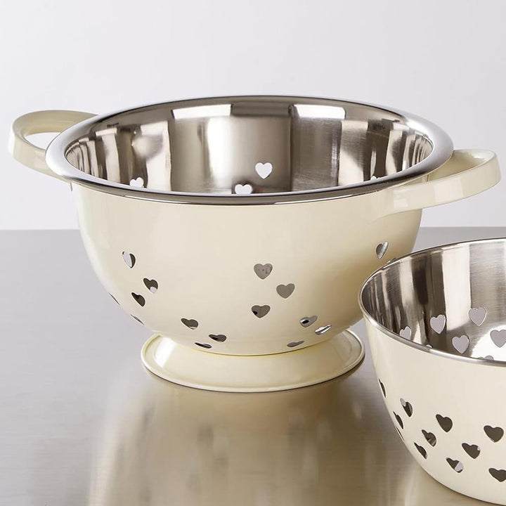 Ivory Stainless Steel Hearts Colander - Ideal