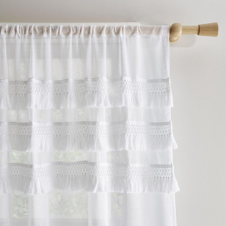 Izmir Tassel Voile Curtain Panel White - Ideal