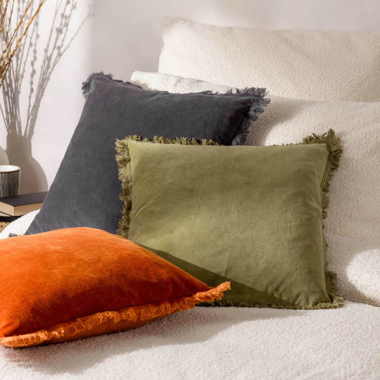 Jaye Velvet Fringed Cushion Cover Moss 45 x 45cm - image 6