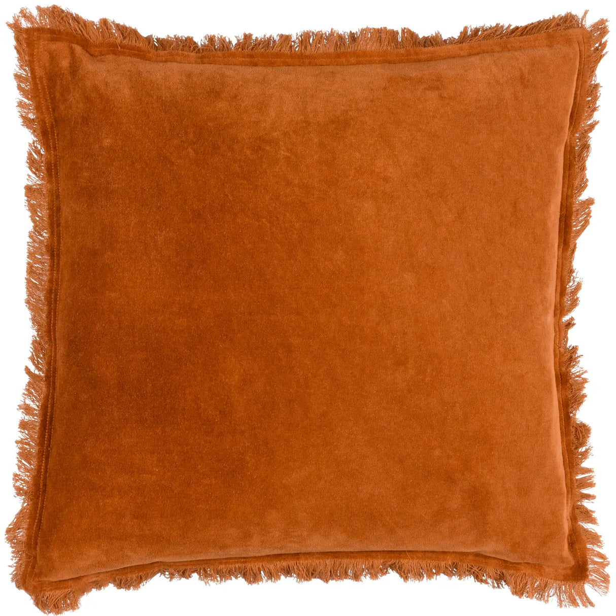 Jaye Velvet Fringed Cushion Cover Rust 45 x 45cm - image 2