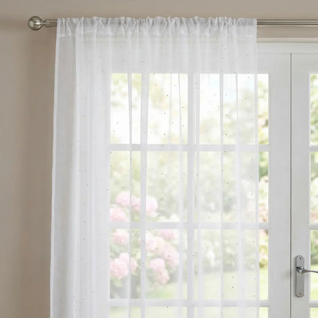 Jewel Sparkle Slot Top Voile Curtain Panel 2