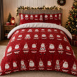 Jolly Santa Christmas Microfibre Duvet Cover Set styled on a bed in a coordinated bedroom lifestyle scene
