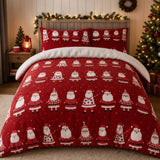 Jolly Santa Christmas Microfibre Duvet Cover Set styled on a bed in a coordinated bedroom lifestyle scene