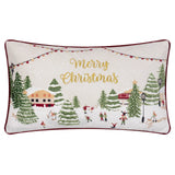 Joy To All Embroidered Velvet Cushion Cover Snow/Berry 30 x 50cm - image 2
