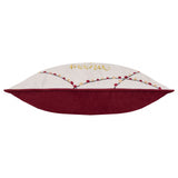 Joy To All Embroidered Velvet Cushion Cover Snow/Berry 30 x 50cm - image 4