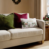 Joy To All Embroidered Velvet Cushion Cover Snow/Berry 30 x 50cm - image 6