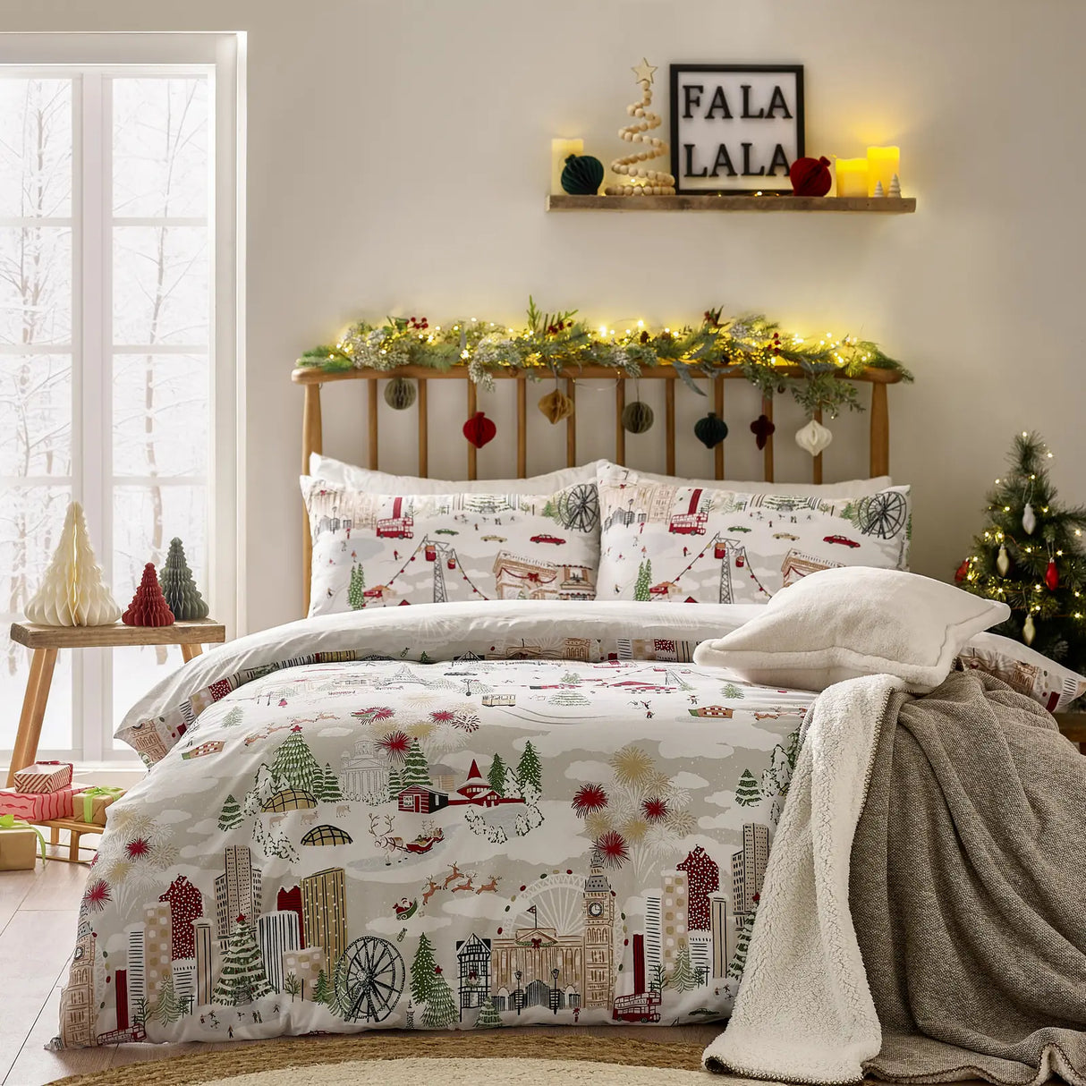 Joy To All Printed Duvet Cover Set Snow/Berry - image 2