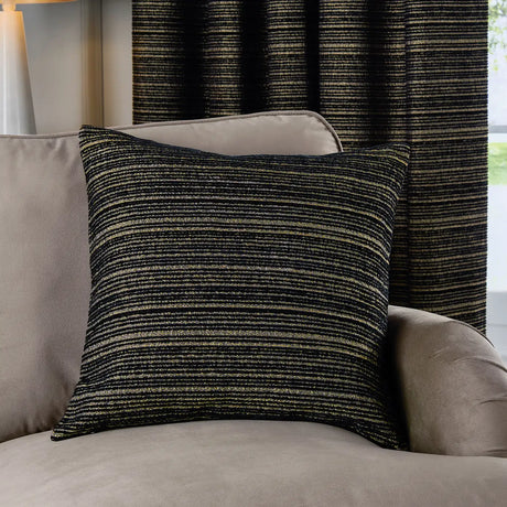 Jupiter Chenille Jacquard Cushion Cover Black/Gold 50 x 50cm - image 1