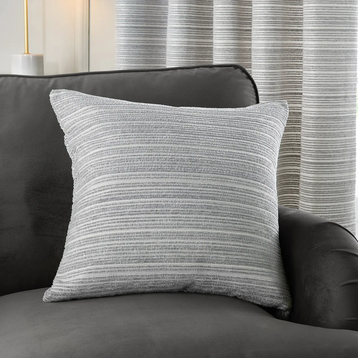 Jupiter Chenille Jacquard Cushion Cover Silver 50 x 50cm - image 1